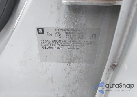 2018 Chevrolet Cruze Ls Auto z USA, uszkodzony, nr VIN 1G1BC5SM4J7118261